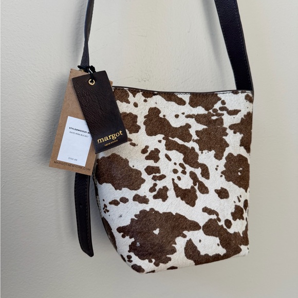 Margot New York Kaye Mini Bucket Crossbody Cowhide Shoulder Bag - Picture 6 of 13